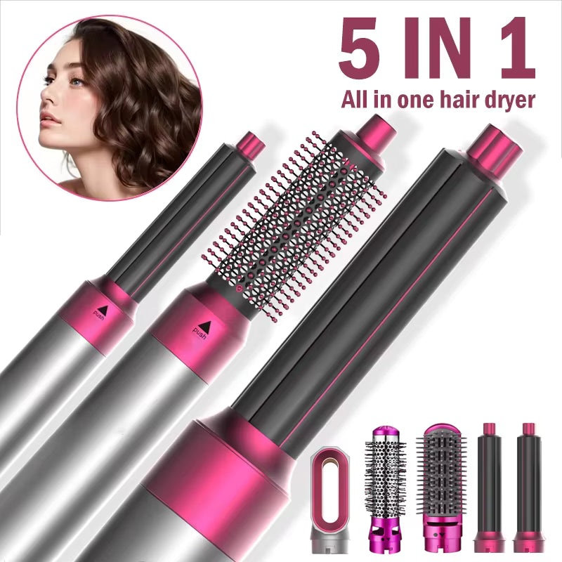 5-in-1 Professional Hair Styling Set – Straightener, Curler, Hot Comb & Hair Dryer